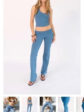 Saint Paradiso Blueberry Blue Stretch Flare Pants XS